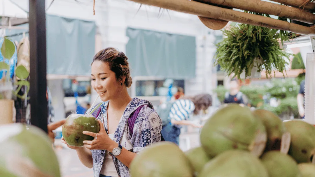 drinking coconut water